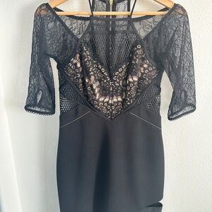 Three Floor Black Textured Dress